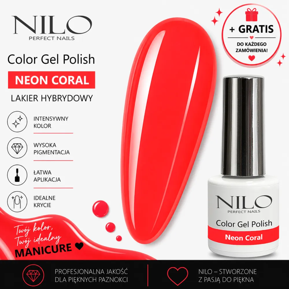 Lakier Hybrydowy Neon Coral – NILO no.128